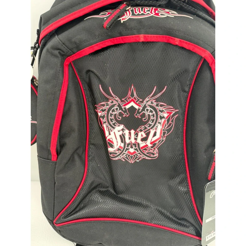 Fuel Backpack Large Black Red Dragon Graphic Y2K Gothic School Bag & Pouch New